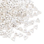 Brass Beads, Triangle, Silver, 3x3.5x1.3mm, Hole: 1.4mm(KK-H250-02A-S)