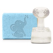 Plastic Stamps, DIY Soap Molds Supplies, Square, Elephant Pattern, 35x28mm(DIY-WH0350-120)