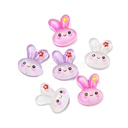 Transparent Resin Decoden Cabochons, Cartoon Rabbit with Flower, Mixed Color, 10x8x4mm(CRES-I035-10)