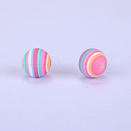 Printed Round Silicone Focal Beads, Colorful, 15x15mm, Hole: 2mm(SI-JX0056A-56)