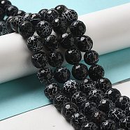 Crackle Agate Beads Strands, Round, Dyed, Grade A, Black, 11.5mm, Hole: 1.2mm, about 33pcs/strand(G-A004-1)