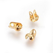 304 Stainless Steel Bead Tips, Calotte Ends, Clamshell Knot Cover, Golden, 6.5x4.5x3mm, Hole: 1.4mm(STAS-I100-45G)