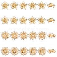 24Pcs 2 Style Brass Beads, Flower, Real 18K Gold Plated, 13x13.5x5mm, Hole: 0.8mm and 14.5x14.5x5mm, Hole: 0.9mm, 12pcs/style(FIND-FH0004-18)