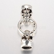 Skull Brass Spring Gate Rings, O Rings, Antique Silver, 6 Gauge, 58mm(ZIRC-F022-65AS)