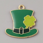 Saint Patrick's Day Alloy Enamel Pendants, Golden, Hat, 24x23x2mm, Hole: 1.5mm(ENAM-CJC0010-35B)