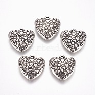 CCB Plastic Pendants, Heart, Antique Silver, 30x30.5x8.5mm, Hole: 2mm(CCB-P004-41AS)
