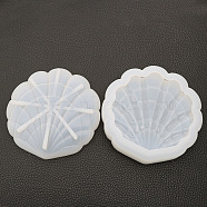 DIY Shell Shape Jewelry Plate Silicone Molds, Storage Molds, Resin Casting Molds, for UV Resin, Epoxy Resin Craft Making, White, 130~135x125~130x25~27mm(WG10226-01)