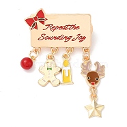 Enamel Pins for Women, Alloy Brooch for Backpack Clothes, Gingerbread Man/Candle, Christmas, Deer, 54x31x1.5mm(JEWB-D017-01C-LG)