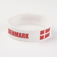 Silicone Wristbands Bracelets, Cord Bracelets, Denmark, White, 8 inch(20.2cm), 19x2mm(X-BJEW-K168-01J)