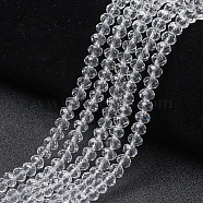 Glass Beads Strands, Faceted, Rondelle, Clear, 2.5x2mm, Hole: 0.4mm, about 150~155pcs/strand, 32~33cm(EGLA-A034-T1mm-D19)