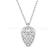 SHEGRACE Rhodium Plated 925 Sterling Silver Pendant Necklaces, with Grade AAA Cubic Zirconia, Acorn, Platinum, 15.75 inch(40cm), Pendants: 13x9.7mm(JN799A)
