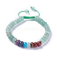 Adjustable Nylon Cord Braided Bead Bracelets, with Natural Green Aventurine Beads and Alloy Findings, 2-1/8 inch~2-3/4 inch(5.3~7.1cm)(BJEW-F369-C07)