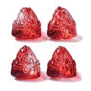 Baking Paint Glass Beads, Triangular Zongzi, Red, 15.5~16x15x14mm, Hole: 1.2mm(GLAA-S202-15H)