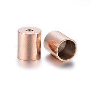 Ion Plating(IP) 304 Stainless Steel Cord Ends, End Caps, Column, Rose Gold, 6x5mm, Hole: 1.5mm, Inner Diameter: 4mm(STAS-H467-09RG-4mm)