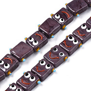 Handmade Bumpy Lampwork Beads Strands, Smiling Face, Rosy Brown, 15~16x18~19x8~10mm, Hole: 1.6mm, , about 30pcs/strand, 18.50 inch(47cm)(LAMP-N021-035A)