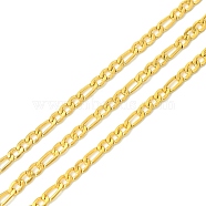 10M Ion Plating(IP) 304 Stainless Steel Figaro Chains, Unwelded, with Spool, Real 18K Gold Plated, 6.5x3x1mm & 4.5x3x1mm, about 32.81 Feet(10m)/Roll(CHS-G035-02E-G)