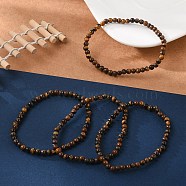 Natural Tiger Eye Round Bead Stretch Bracelets, 54.5mm, Bead: 4~5mm(BJEW-L594-B02)