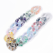 Transparent Acrylic Linking Rings, Quick Link Connectors, for Curb Chains Making, Twist Oval, Mixed Color, 39x29x7.5mm, Inner Diameter: 12x22mm(OACR-N009-014A)