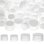 56Pcs 4 Style Plastic Screw-On Caps, Bottle Jug Storage Cap Lids, Flat Round, Clear, 20~30.5x15~17mm, Inner Diameter: 18~28mm, 14pcs/style(AJEW-BC0003-85C)