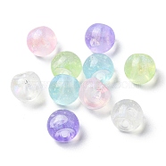 Plating Iridescent Luminous Acrylic Beads, with Glitter Powder, Round, Glow in Drak, Mixed Color, 15.5x16mm, Hole: 3.5mm(OACR-R256-04)
