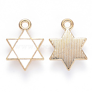 Alloy Enamel Pendants, for Jewish, Star of David, Light Gold, White, 16.5x12x2mm, Hole: 1.6mm(ENAM-S121-025)