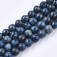 Assembled Natural Bronzite and Synthetic Turquoise Beads Strands, Dyed, Round, Steel Blue, 8~8.5mm, Hole: 1mm, about 50~51pcs/strand, 16.1 inch(G-S329-085A-8mm)