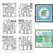 PVC Plastic Stamps, for DIY Scrapbooking, Photo Album Decorative, Cards Making, Stamp Sheets, Robot Pattern, 16x11x0.3cm(DIY-WH0167-56-1123)