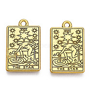 Rack Plating Alloy Pendants, Cadmium Free & Nickel Free & Lead Free, Tarot Charms, Antique Golden, The Star XVII, 23.5x14.5x1.5mm, Hole: 1.8mm(PALLOY-WH0103-04A-AG)