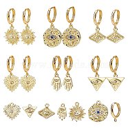 DIY Earring Making, with Brass Huggie Hoop Earring Findings and Alloy Pendants, Mixed Shapes, Real 18K Gold Plated, Pendant: 12pcs/box(DIY-SC0011-65G)