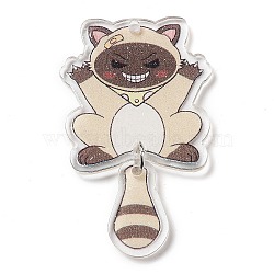 Acrylic Pendants, Cat, Beige, 55x32x2.5mm, Hole: 1.8mm(OACR-R267-06F)