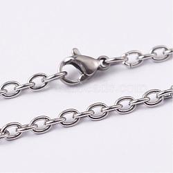 304 Stainless Steel Cable Chain Necklaces, with Lobster Claw Clasps, Stainless Steel Color, 29.92 inch(76cm), 3mm(NJEW-L443-03P)
