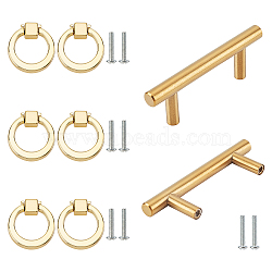 ARRICRAFT 8Sets Zinc Alloy & Stainless Steel Drawer Knobs, with Screws, for Home, Cabinet, Cupboard and Dresser, Golden, 39x40x6mm, 3pcs/set, 6sets(FIND-AR0001-45G)