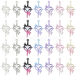 7Pcs 7 Colors Alloy with Cubic Zirconia Pendants, Quadrilateral Star, Baking Paint, Mixed Color, 30x17.5x5.5mm, Hole: 1.4mm, 1pc/color (FIND-YW0011-01)