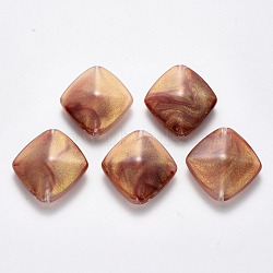 Imitation Gemstone Acrylic Beads, with Glitter Powder, Rhombus, Dark Salmon, 30x27.5x11mm, Hole: 2.5mm, Diagonal Length: 30mm, Side Length: 25mm, about 134pcs/500g(OACR-R075-05B-05)