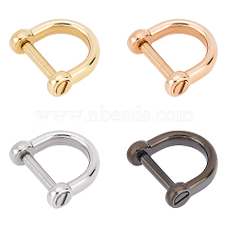 Unicraftale 4Pcs 4 Colors 304 Stainless Steel D-Ring Anchor Shackle Clasps, Mixed Color, 18.5x18x6mm, 1pc/color(STAS-UN0039-07)