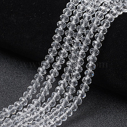 Glass Beads Strands, Faceted, Rondelle, Clear, 2.5x2mm, Hole: 0.4mm, about 170pcs/strand, 11.8 inch(30cm)(EGLA-A034-T1mm-D19)