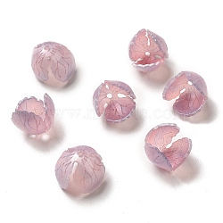 Flower Bead Cap, for DIY Jewelry Making, Flamingo, 13~15x11~13mm, Hole: 1~1.4mm(X-SACR-C002-03D)