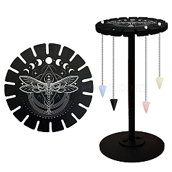 Wooden Wheel, Wooden Display Shelf, Black Holder Stand, Rustic Divination Pendulum Storage Rack, Witch Stuff, Dragonfly, Wheel: 120x8mm, 2pcs, Studdle: 288x12mm, 1pc(DJEW-WH0046-073)