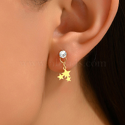 Elegant Crystal Earrings with Gold Plating and Diamond Inlay for Women, Star(EX8804)