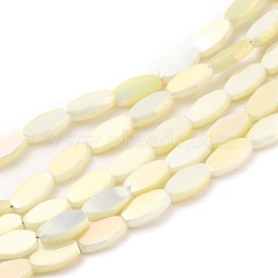 Electroplate Opaque Glass Beads Strands, Faceted, Oval, Full Rainbow Plated, Light Yellow, 10.5x6x3mm, Hole: 1.2mm, about 50pcs/Strand, 21.26''(54cm)(EGLA-J150-A-FR08)