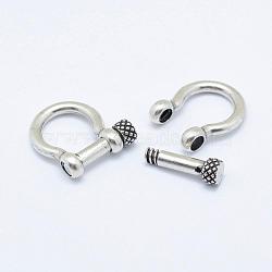 Brass D-Ring Anchor Shackle Clasps, Cadmium Free & Nickel Free & Lead Free, Thai Sterling Silver Plated, 18x21x6mm, Hole: 11x13mm(KK-P113-13AS-NR)