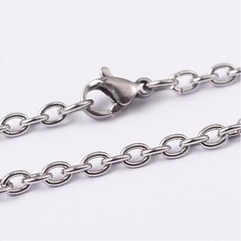 304 Stainless Steel Cable Chain Necklaces, with Lobster Claw Clasps, Stainless Steel Color, 29.92 inch(76cm), 3mm