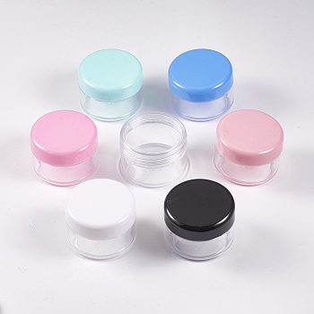 Polystyrene Plastic Facial Cream Jar, Cosmetic Containers, with Screw Lid, Mixed Color, 3.75x2.55cm, Capacity: 15g