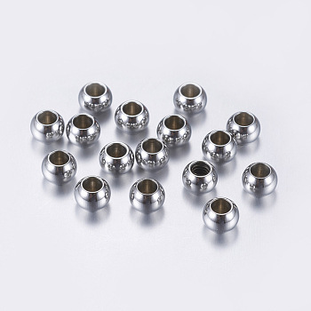 201 Stainless Steel Beads, Rondelle, Stainless Steel Color, 6x4.5mm, Hole: 3mm