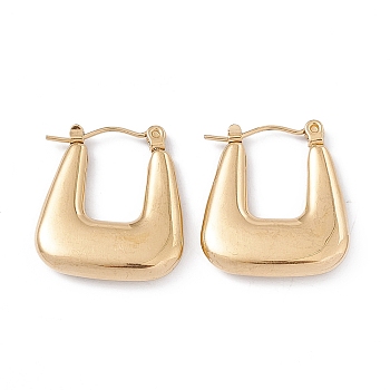 304 Stainless Steel Trapezoid Thick Hoop Earrings for Women, Golden, 22x19.5x3.7mm, Pin: 0.7mm