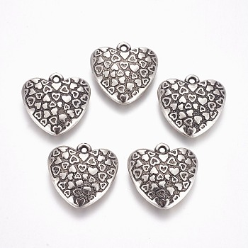 CCB Plastic Pendants, Heart, Antique Silver, 30x30.5x8.5mm, Hole: 2mm
