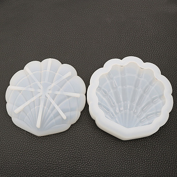 DIY Shell Shape Jewelry Plate Silicone Molds, Storage Molds, Resin Casting Molds, for UV Resin, Epoxy Resin Craft Making, White, 130~135x125~130x25~27mm