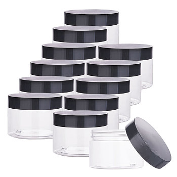 PET Plastic Bead Containers, with Lid, Column, Black, 7x5.1cm, Capacity: 120ml(4.06 fl. oz)