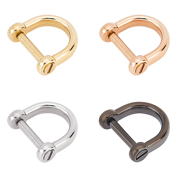 Unicraftale 4Pcs 4 Colors 304 Stainless Steel D-Ring Anchor Shackle Clasps, Mixed Color, 18.5x18x6mm, 1pc/color