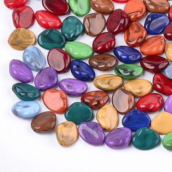 Acrylic Beads, Imitation Gemstone Style, Nuggets, Mixed Color, 16.5x13x6mm, Hole: 1.4mm, about 700pcs/500g